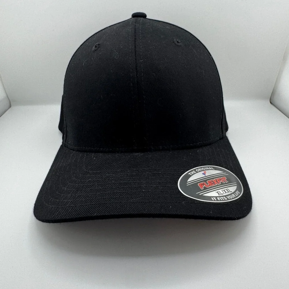 Flexfit Yupoong Baseball Cap Mens XL/XXL Black Excellent Stretch Fit Hat